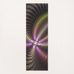 Abstract Shiny Trippy Colourful 3D Fractal Art Yoga Mat