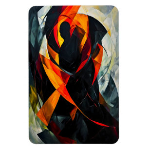 Abstract Silhouette in Fiery Red and Black Art Magnet