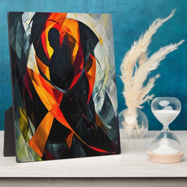 Abstract Silhouette in Fiery Red and Black Art Plaque (Side)