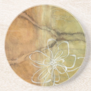 Abstract Silhouette Painting on Tan Background Coaster