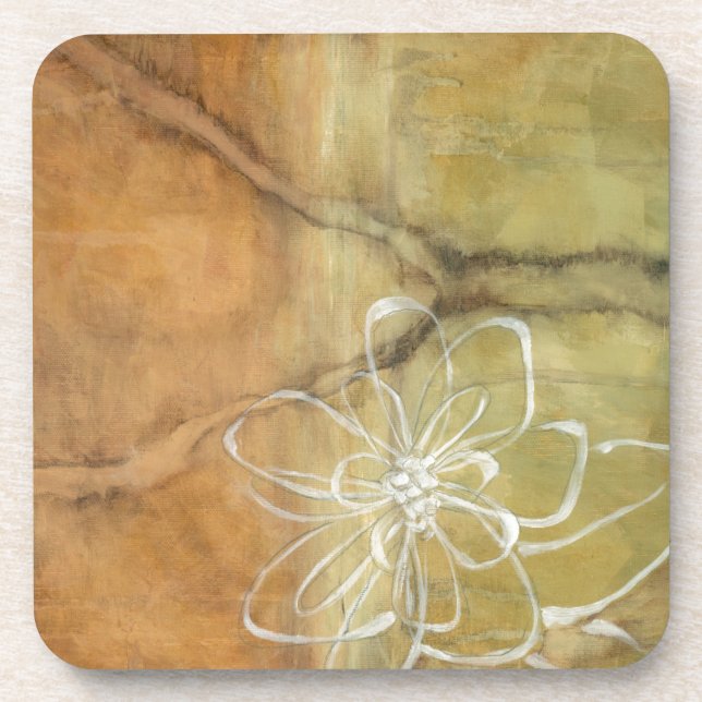 Abstract Silhouette Painting on Tan Background Coaster (Front)