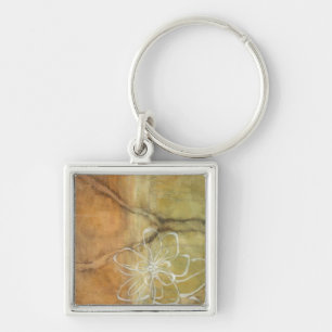 Abstract Silhouette Painting on Tan Background Keychain