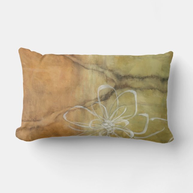 Abstract Silhouette Painting on Tan Background Lumbar Pillow (Front)