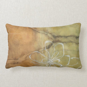 Abstract Silhouette Painting on Tan Background Lumbar Pillow