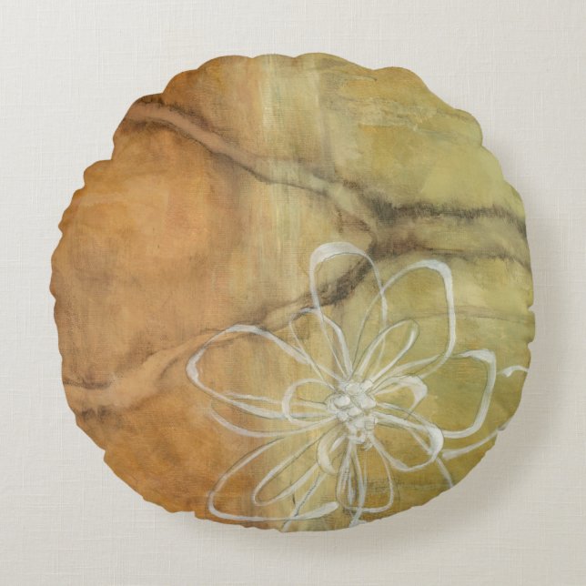 Abstract Silhouette Painting on Tan Background Round Pillow (Front)