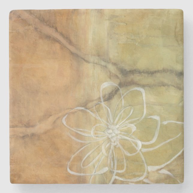 Abstract Silhouette Painting on Tan Background Stone Coaster (Front)