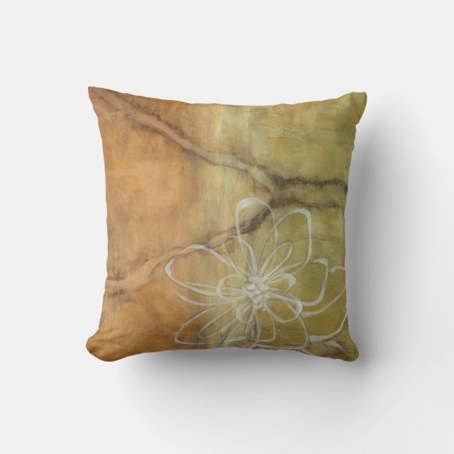 Abstract Silhouette Painting on Tan Background Throw Pillow (Front)
