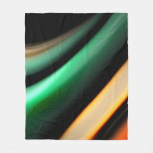 Abstract silk smooth lines on black, multicolored  fleece blanket