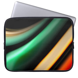 Abstract silk smooth lines on black, multicolored  laptop sleeve