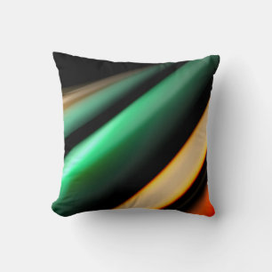 Abstract silk smooth lines on black, multicolored throw pillow
