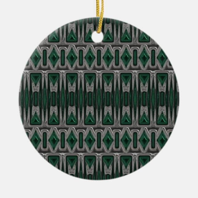Abstract silver and green ornament (Front)