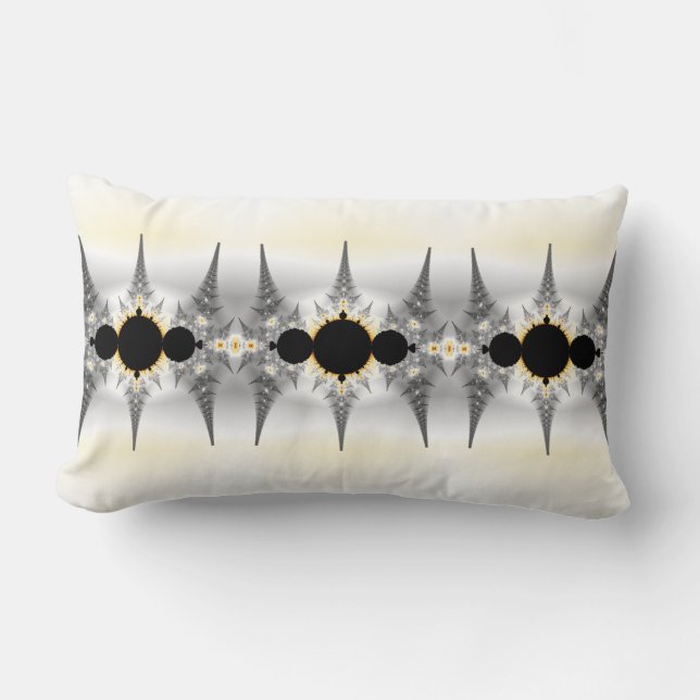 Abstract Silver Fractal Pattern Lumbar Pillow (Front)