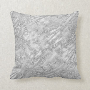 Abstract Silver Grey Graphite Sparkly Glitter Lux Throw Pillow