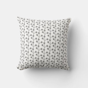 Abstract Silver Grey Jade Tree on White Throw Pillow