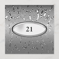 Abstract Silver Metal Black 21st Birthday Male