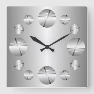 Abstract Silver Metallic Print Wall Clock