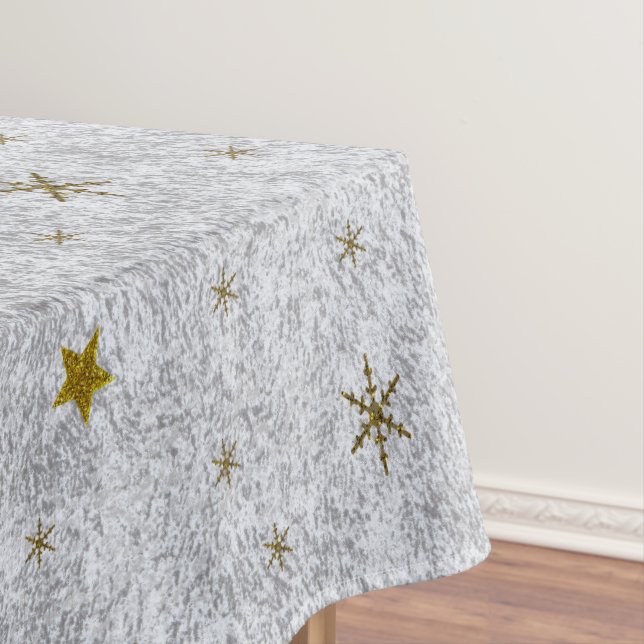 Abstract silver paper with gold stars, moon tablecloth (In Situ)