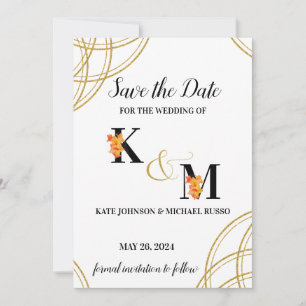 Abstract Simple Orange Gladiolus Letters Wedding Save The Date