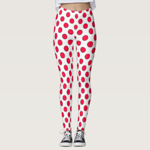 Abstract simple stylish red white polka dots circl leggings