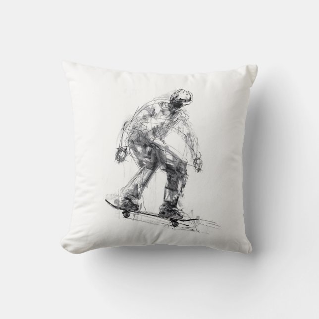 Abstract Skater in Motion Throw Pillow (Front)