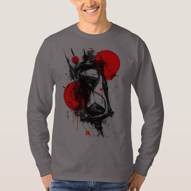 Abstract Sketch Hourglass Long Sleeve T-Shirt (Front)