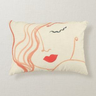 Abstract sketch woman face accent pillow