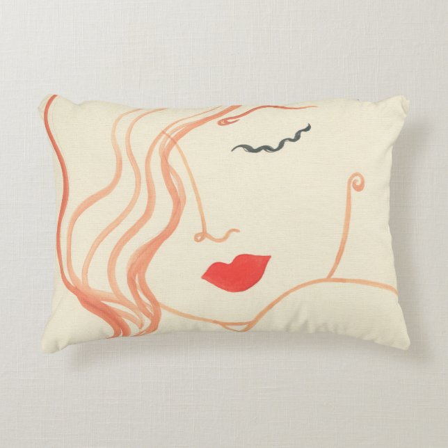 Abstract sketch woman face accent pillow (Front)