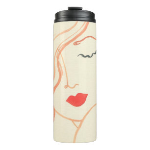 Abstract sketch woman face thermal tumbler