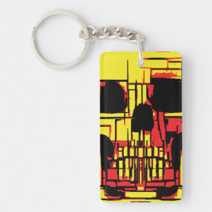 Abstract Skull in Vibrant Colours Keychain