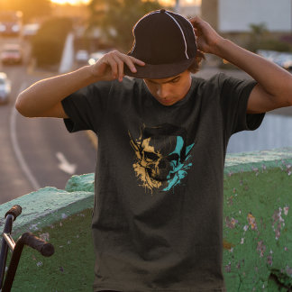 Abstract Skull, Ink Splash, Cyberpunk Mens T-Shirt