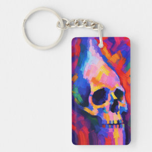 Abstract Skull Painting Wall Art Print Keychain