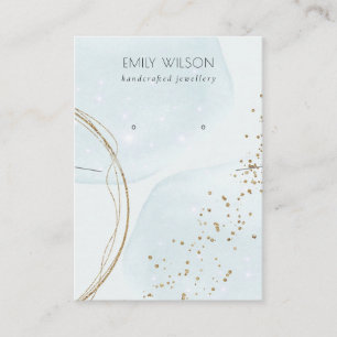 Abstract Sky Blue Gold Necklace Earring Display Business Card