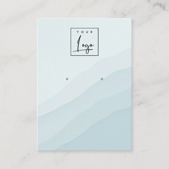 Abstract Sky Blue Stud Wave Earring Logo Display Business Card (Front)