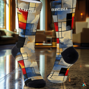Abstract Sky Socks with Geometric Artistic Design