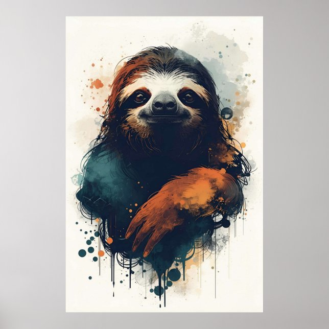 Abstract Sloth Wall Art – Relaxed Animal (Front)
