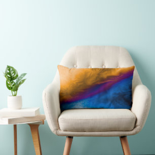 Abstract Smoke Pattern - Colourful Modern Fabric  Lumbar Pillow