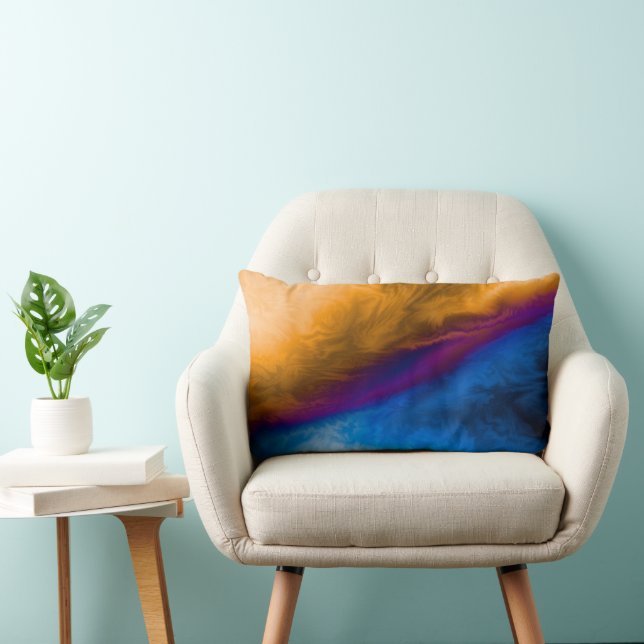 Abstract Smoke Pattern - Colourful Modern Fabric  Lumbar Pillow (Chair)