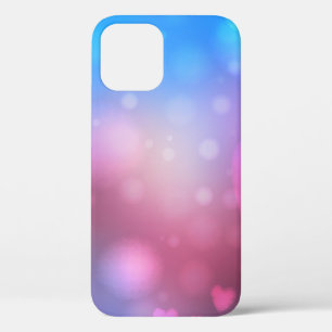 Abstract smooth blur blue and pink background with iPhone 12 case