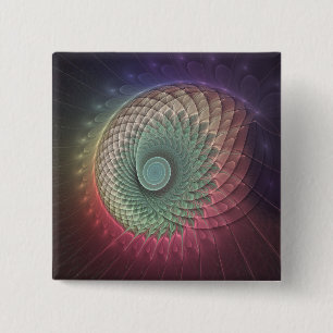 Abstract Snail Colourful Modern Fractal Art 2 Inch Square Button