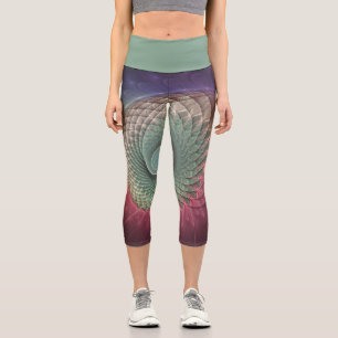 Abstract Snail Colourful Modern Fractal Art Capri Leggings