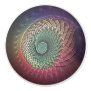 Abstract Snail Colourful Modern Fractal Art Ceramic Knob