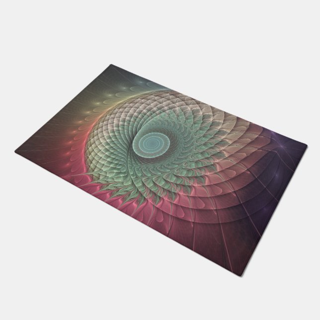 Abstract Snail Colourful Modern Fractal Art Doormat (Angled)