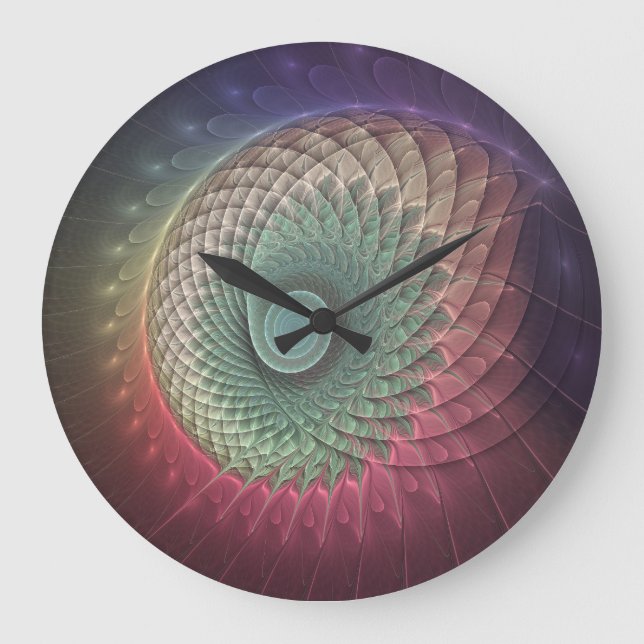 Abstract Snail Colourful Modern Fractal Art Large Clock (Front)