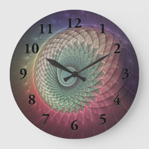 Abstract Snail Colourful Modern Fractal Art Large Clock