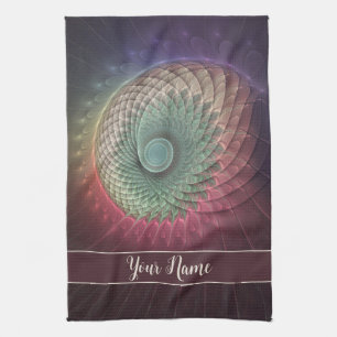 Abstract Snail Colourful Modern Fractal Art Name Kitchen Towel