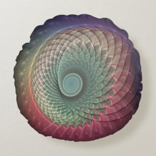 Abstract Snail Colourful Modern Fractal Art Round Pillow