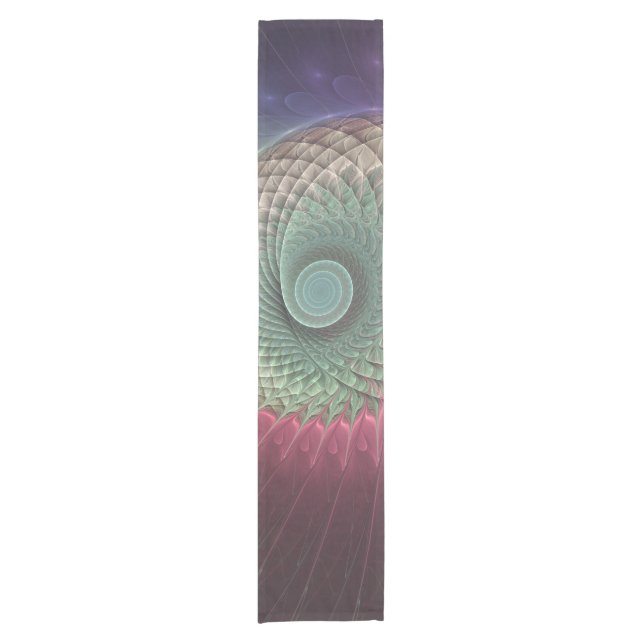 Abstract Snail Colourful Modern Fractal Art Short Table Runner (Front)
