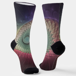Abstract Snail Colourful Modern Fractal Art Socks
