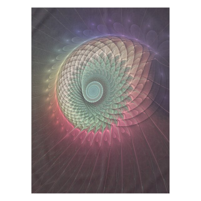 Abstract Snail Colourful Modern Fractal Art Tablecloth (Front)
