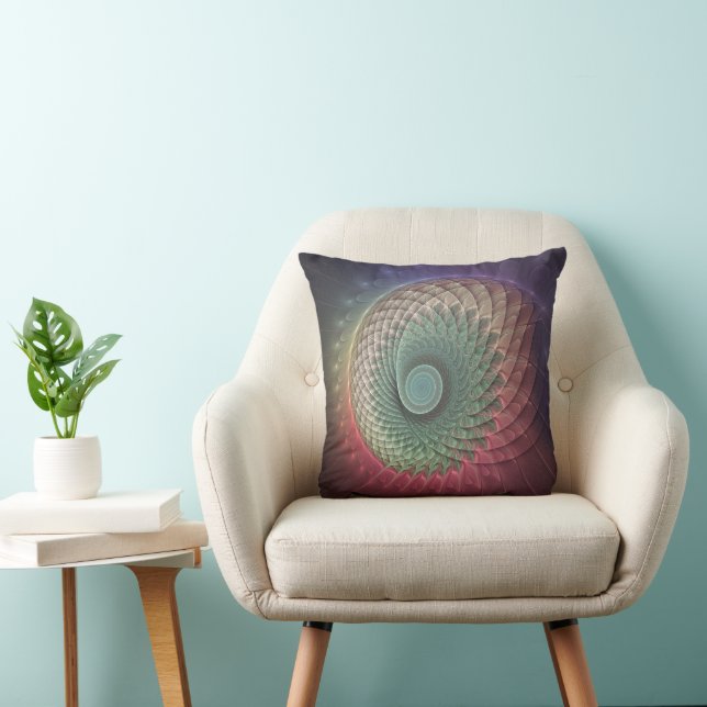Abstract Snail Colourful Modern Fractal Art Throw Pillow (Chair)